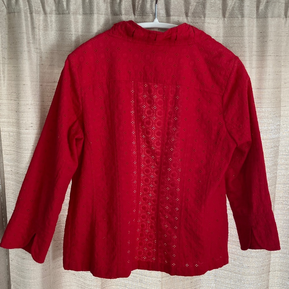 a la carte Eyelet Cotton Women's Jacket/Topper Romantic Layering Size S Red - Picture 2 of 11